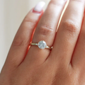 14k Yellow Gold Ring Featuring a Claw Set .98ct Diamond  with .02ct Dia accents | on hand model