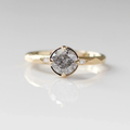 14k Yellow Gold Ring Featuring a Claw Set .98ct Diamond  with .02ct Dia accents
