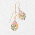 Niobium Drop Earrings with a Artisinal Floral Design featuring Pink green and orange 