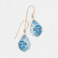 Niobium Drop Earrings with an artisinal floral design featuring bold blue tones