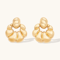 14k yellow Gold-plated brass Earring shaped like a crossiant with gold-plated sterling silver post and backings 