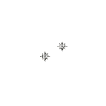 Rhodium Plated Sterling Silver Star Studs