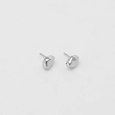 Small every day bean shaped stud earring made from sterling silver