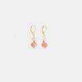 Delicate gold earrings with a freshwater pearl and a colorful pink bead