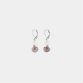 Delicate silver earrings with a freshwater pearl and a colorful white-red bead