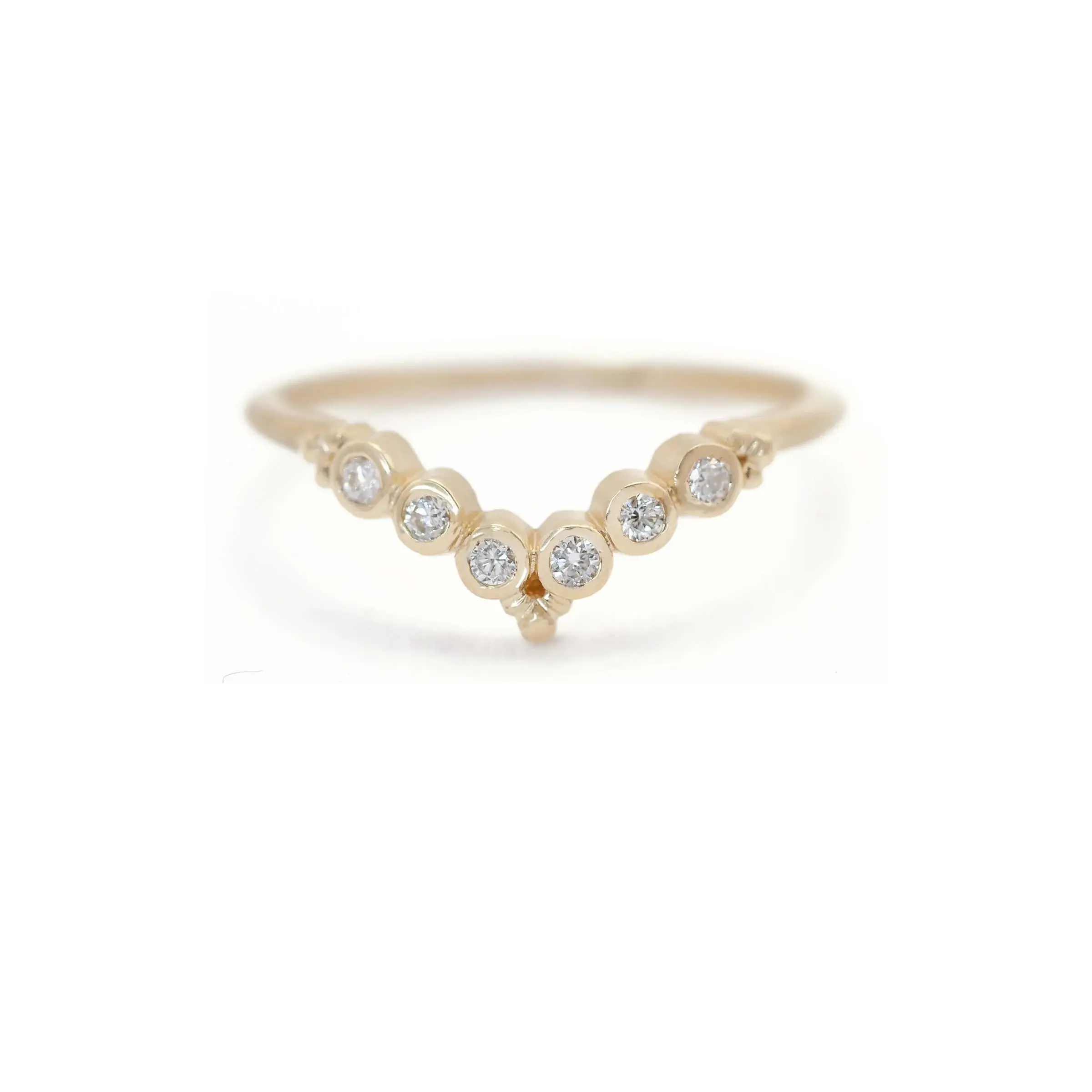 18k Yellow Gold Bezel Ring Studded with Diamonds