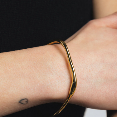 Gold Plated Brass Cuff Bracelet | on model