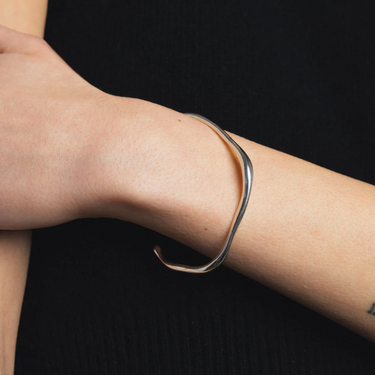 Silver Cuff Bracelet | on model