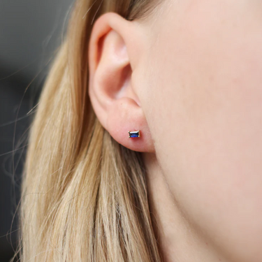  Blue Sapphire Baguette Stud Earrings| Magpie Jewellery