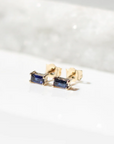 Blue Sapphire Baguette Stud Earrings