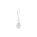 Sparkling pear diamonds set in Boulder textured bezel set 14k White Gold hook earrings.