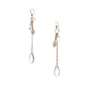 Brisa Earrings feature a hand-cut gemstone drop with a stone and Freshwater Pearl cluster. made from Vintage brass chains and recycled brass 