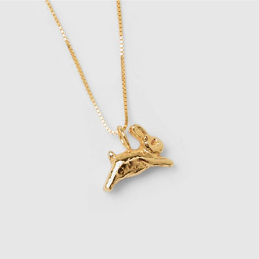 14k Gold plated brass bunny pendant on a 14k Gold-filled baby box chain