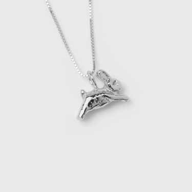  Sterling silver bunny pendant on a 18"  Sterling silver baby box chain