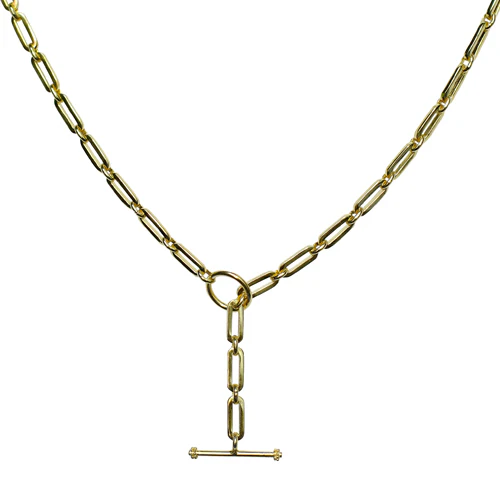 Gold Centre Front Toggle Necklace
including the added design feature ofthe centre front drop toggle