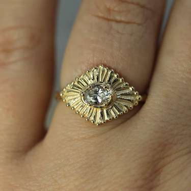 14k Yellow Gold Diamond-Shaped ring with a .25carat diamond in the center | On Model