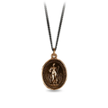 Bronze Talisman necklace depicting the goddess of mythos circe, holding a staff.