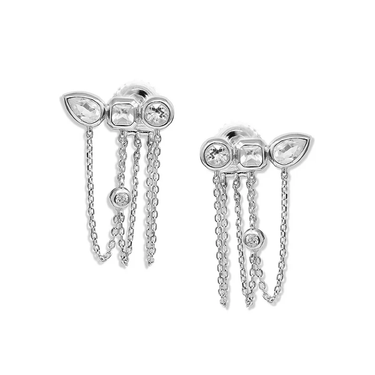 Rhodium Platted Sterling Silver Chain Earrings