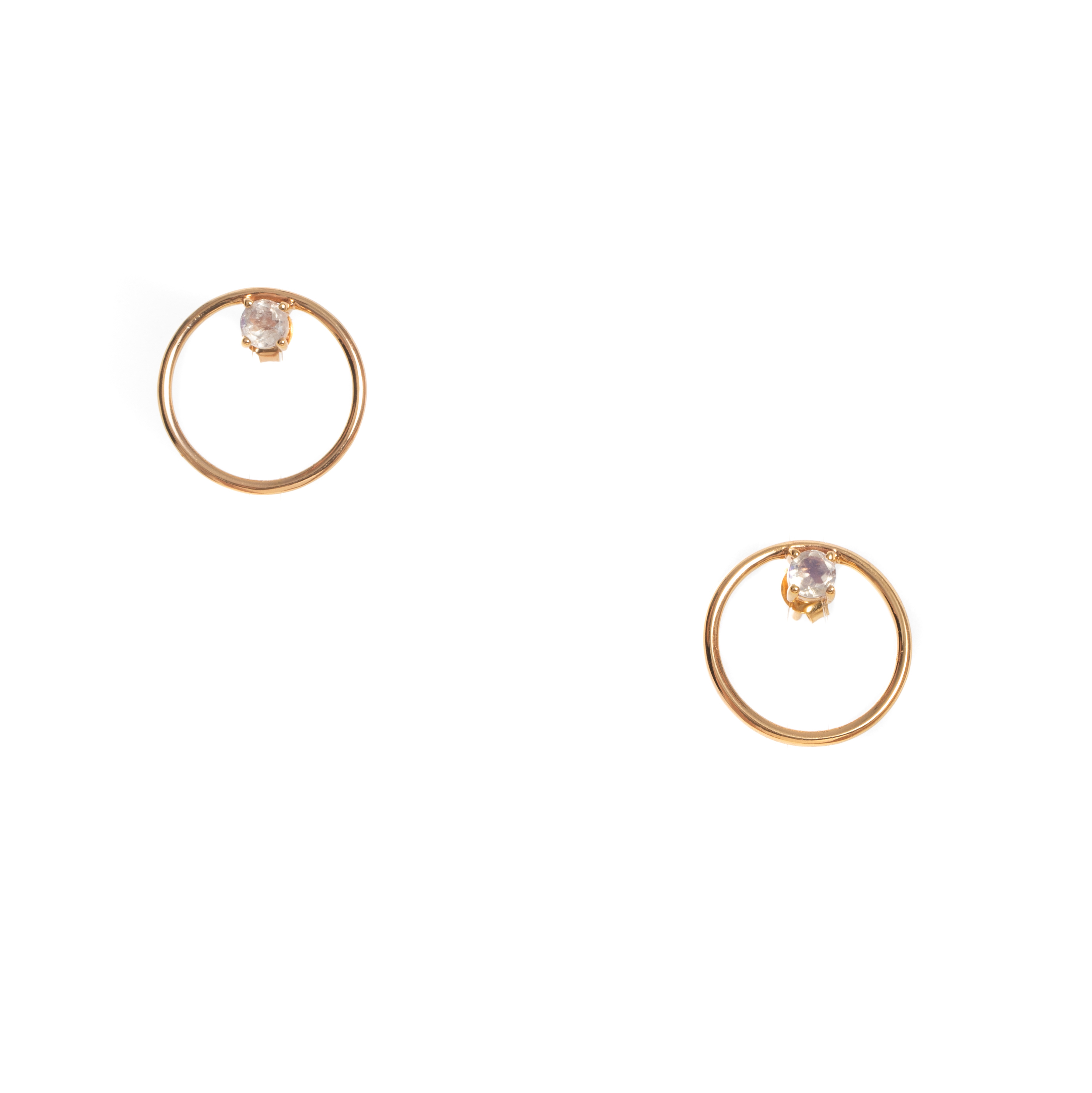14k Gold Plated Brass Beech Studs in  new options: Iolite, Labradorite, Moonstone & Freshwater Pearl.