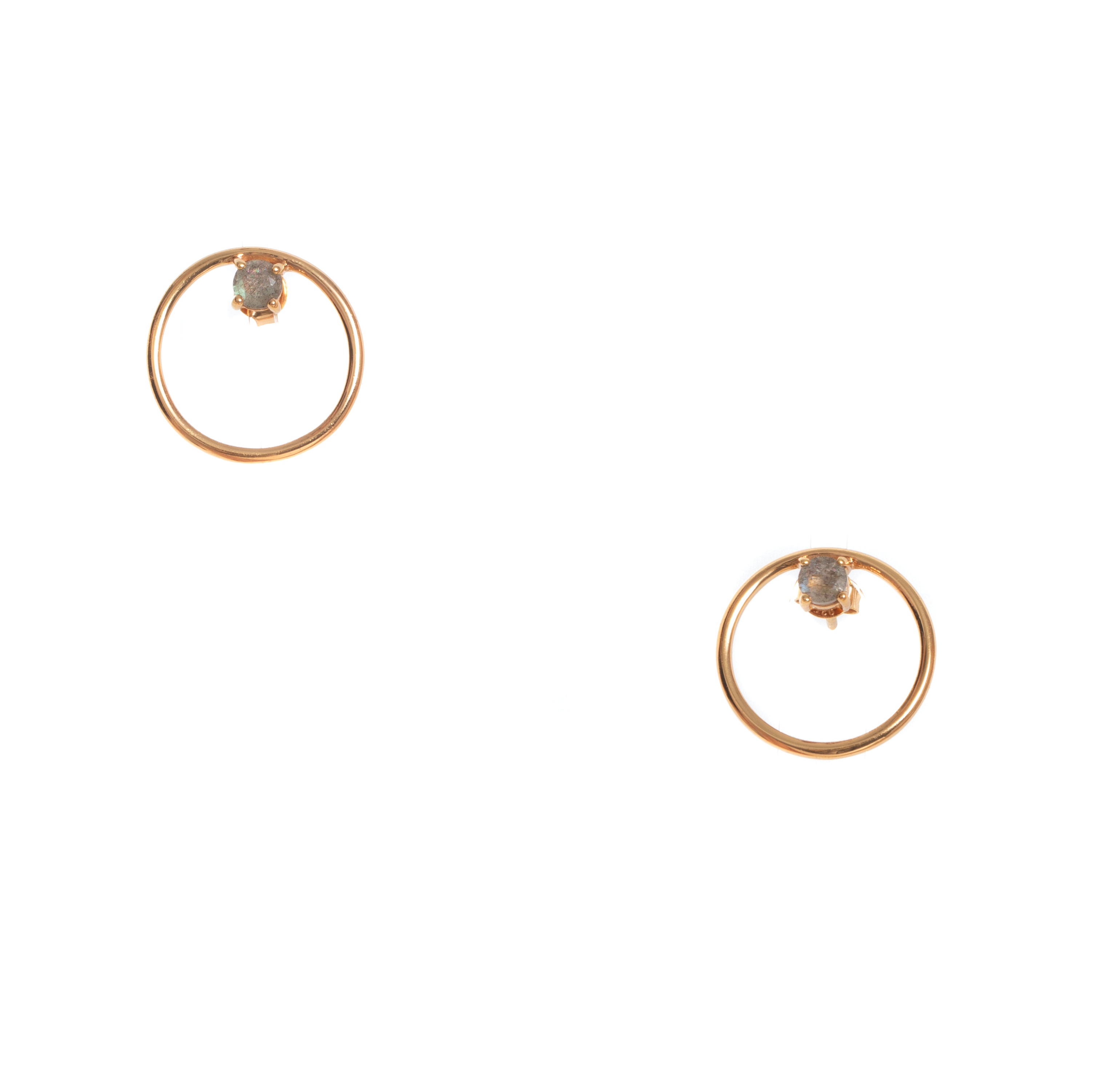 14k Gold Plated Brass Beech Studs in  new options: Iolite, Labradorite, Moonstone & Freshwater Pearl.