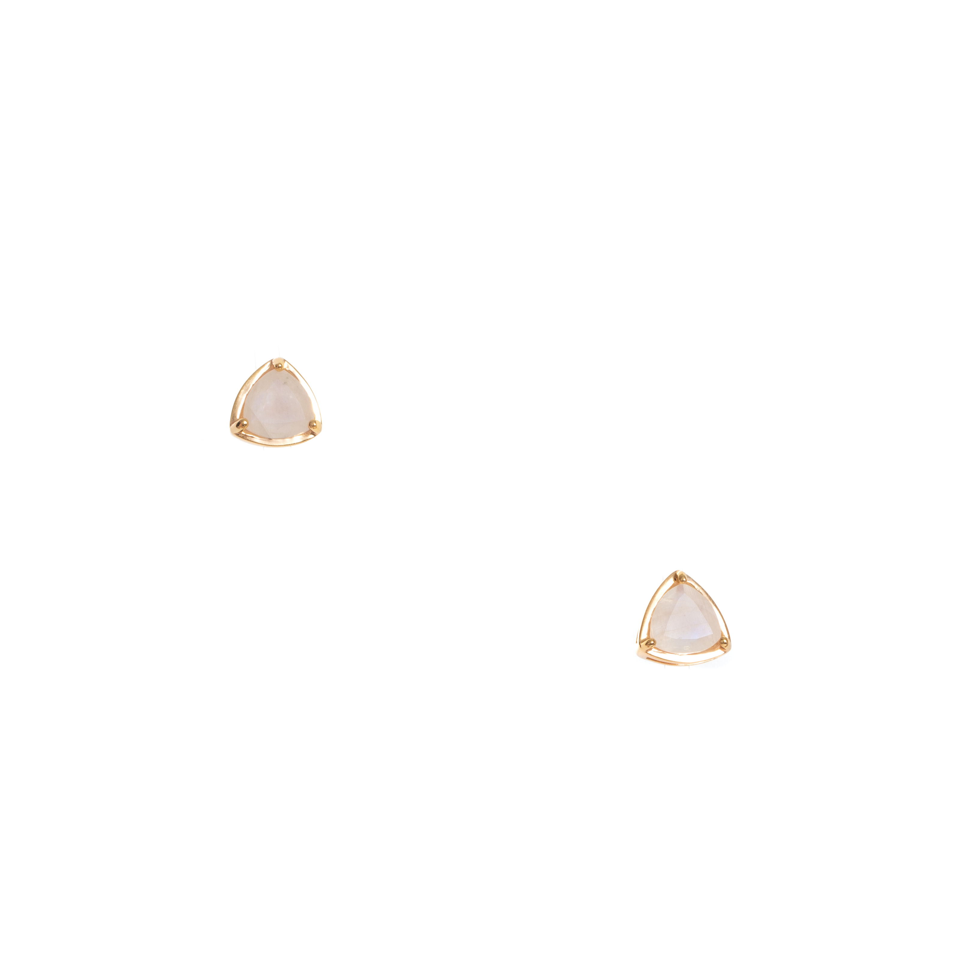 14k Gold Plated Brass Trillion Studs in Moonstone