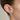 14k Yellow Gold Chain Thread Earrings with three studded diamonds and a Turquoise Gemstone in the center | On Model