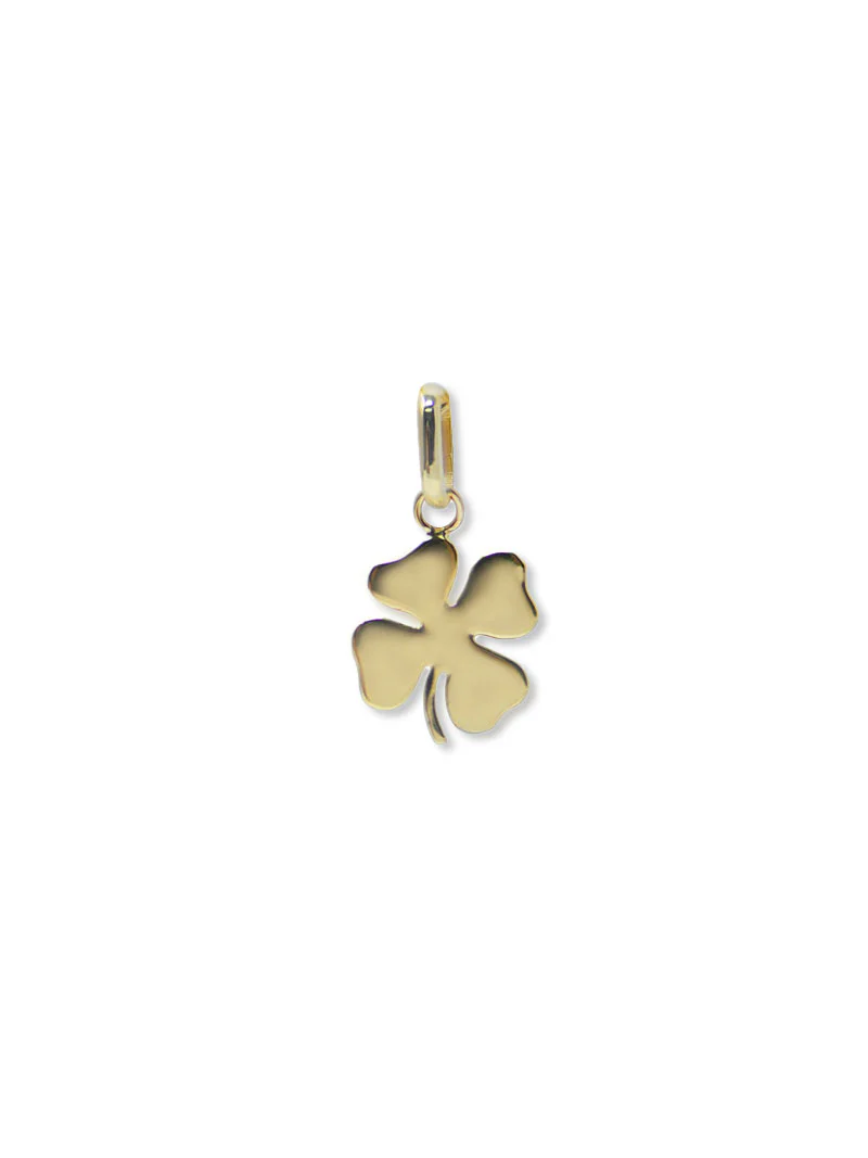 14k Yellow Gold Pendant Charm in the shape of a 4 leaf clover