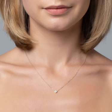 24kt Gold Vermeil Necklace with an Aquamarine Pendant | on model