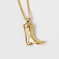 14k Gold plated brass cowboy boot pendant on a 18" 14k Gold-Filled curb chain