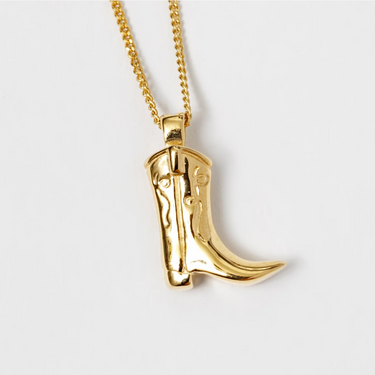 14k Gold plated brass cowboy boot pendant on a 18" 14k Gold-Filled curb chain