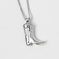 Sterling Silver cowboy boot pendant on a 18" Sterling Silver curb chain