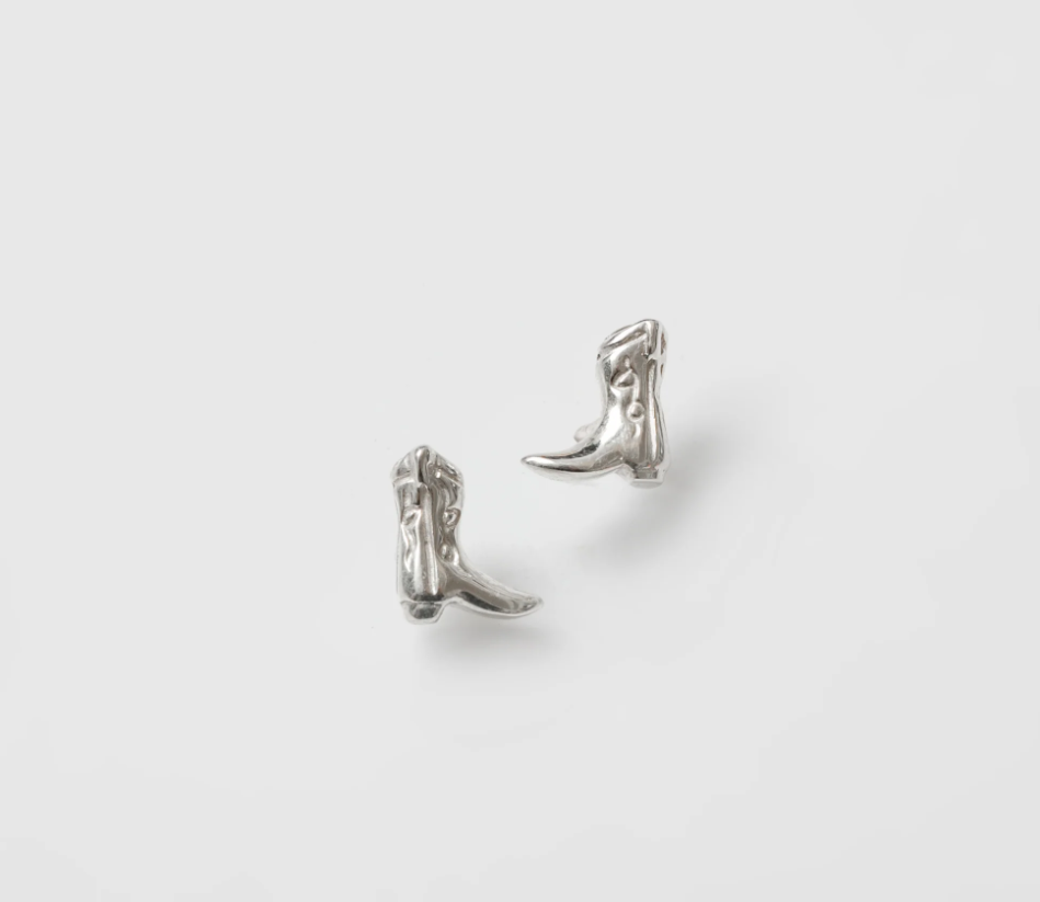 Sterling Silver small cowboy boot studs with Sterling SIlver posts