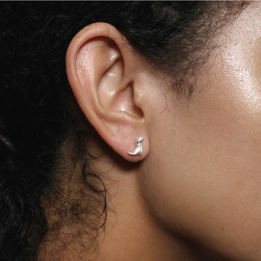 Sterling Silver small cowboy boot studs with Sterling SIlver posts | on model