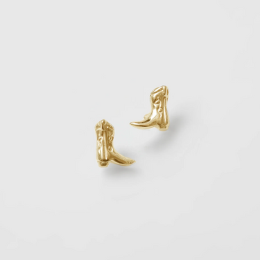  14k Gold plated brass small cowboy boot studs with 14k Gold vermeil posts