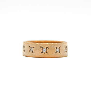 Magpie Vintage- 10ky Wide Gold Band w/ 10 White Sapphires