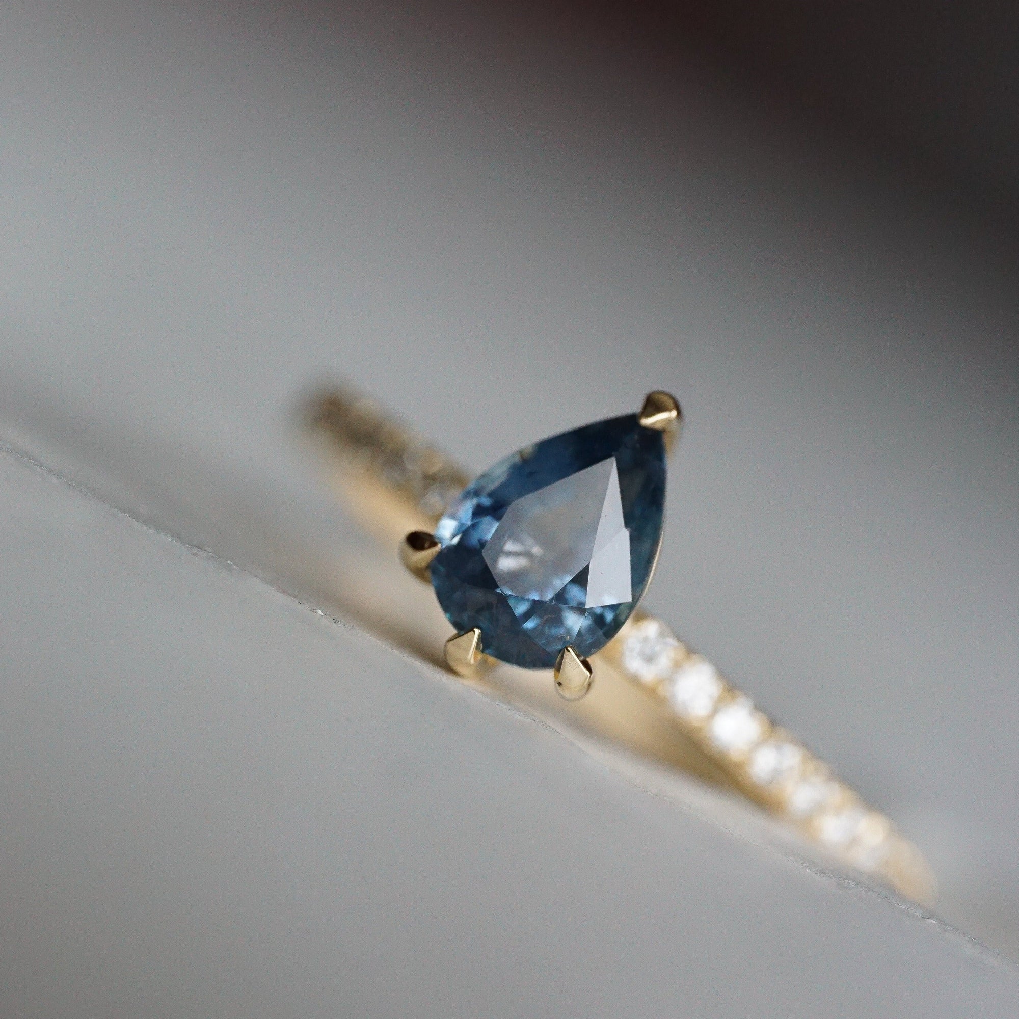  'Edith' 14k Yellow Gold Montana Sapphire & Lab-Grown Diamond Engagement Ring | Magpie Jewellery