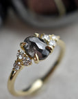 Rose Gold .95ct Oval Rose Cut Salt & Pepper Diamond Ring - Magpie Jewellery