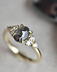 Rose Gold .95ct Oval Rose Cut Salt & Pepper Diamond Ring - Magpie Jewellery