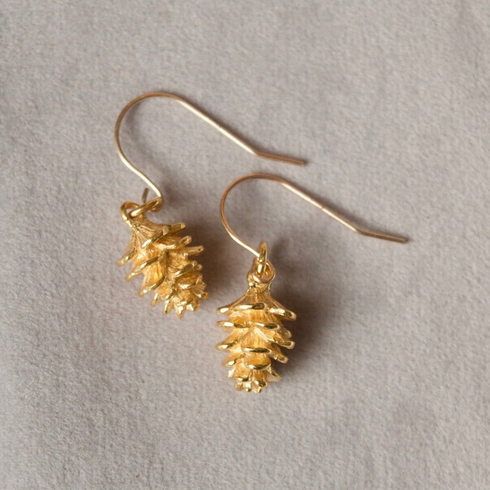 Tiny Pinecone Drop Earrings