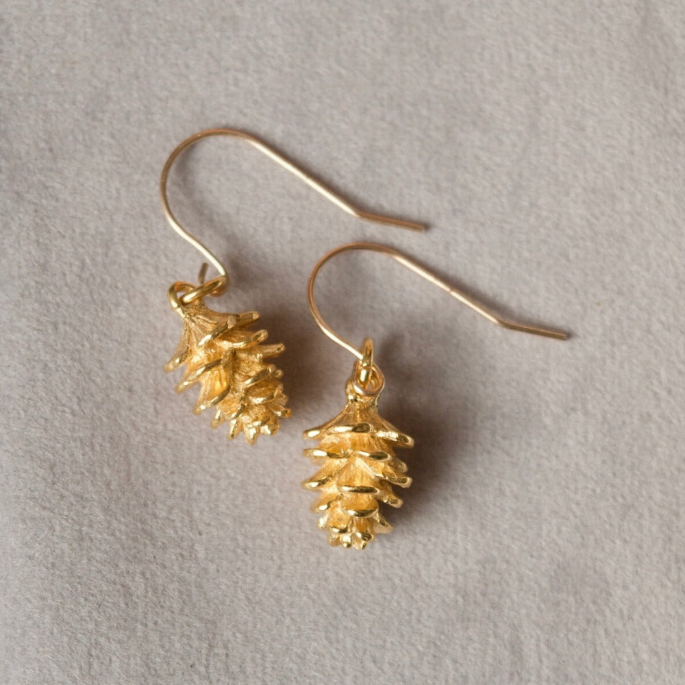 Tiny Pinecone Drop Earrings | Magpie Jewellery