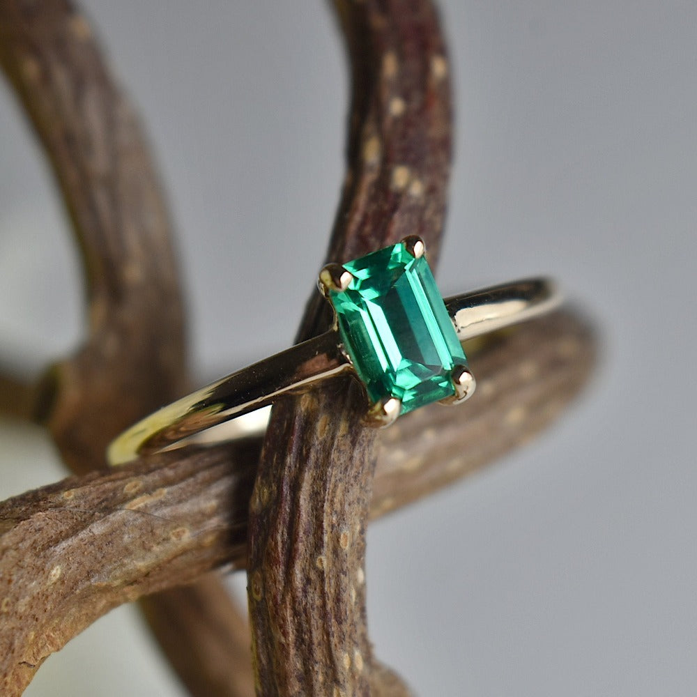 Lab-Grown Emerald Solitaire Ring