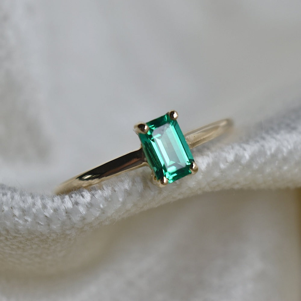 Lab-Grown Emerald Solitaire Ring