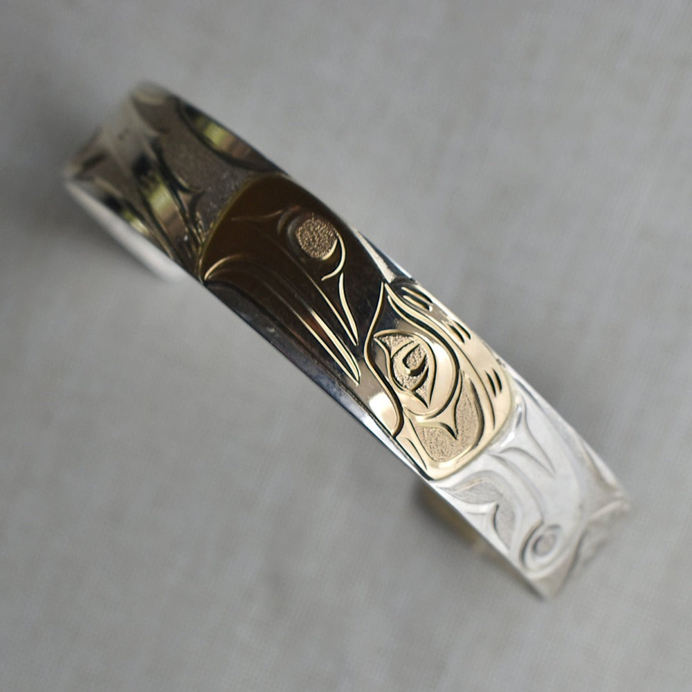 Medium Eagle Totem Cuff with 14k Overlay | Magpie Jewellery