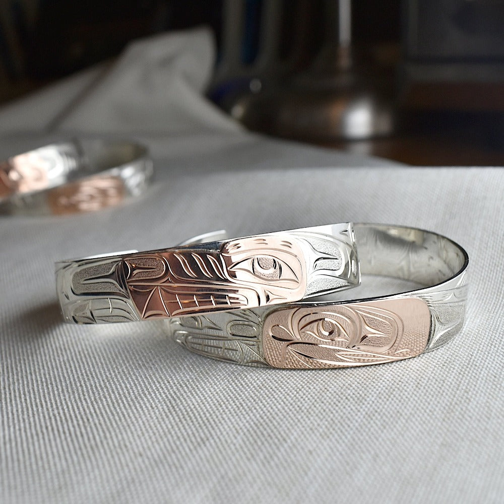 Medium Silver Totem Cuff with 14k Rose Gold Overlay