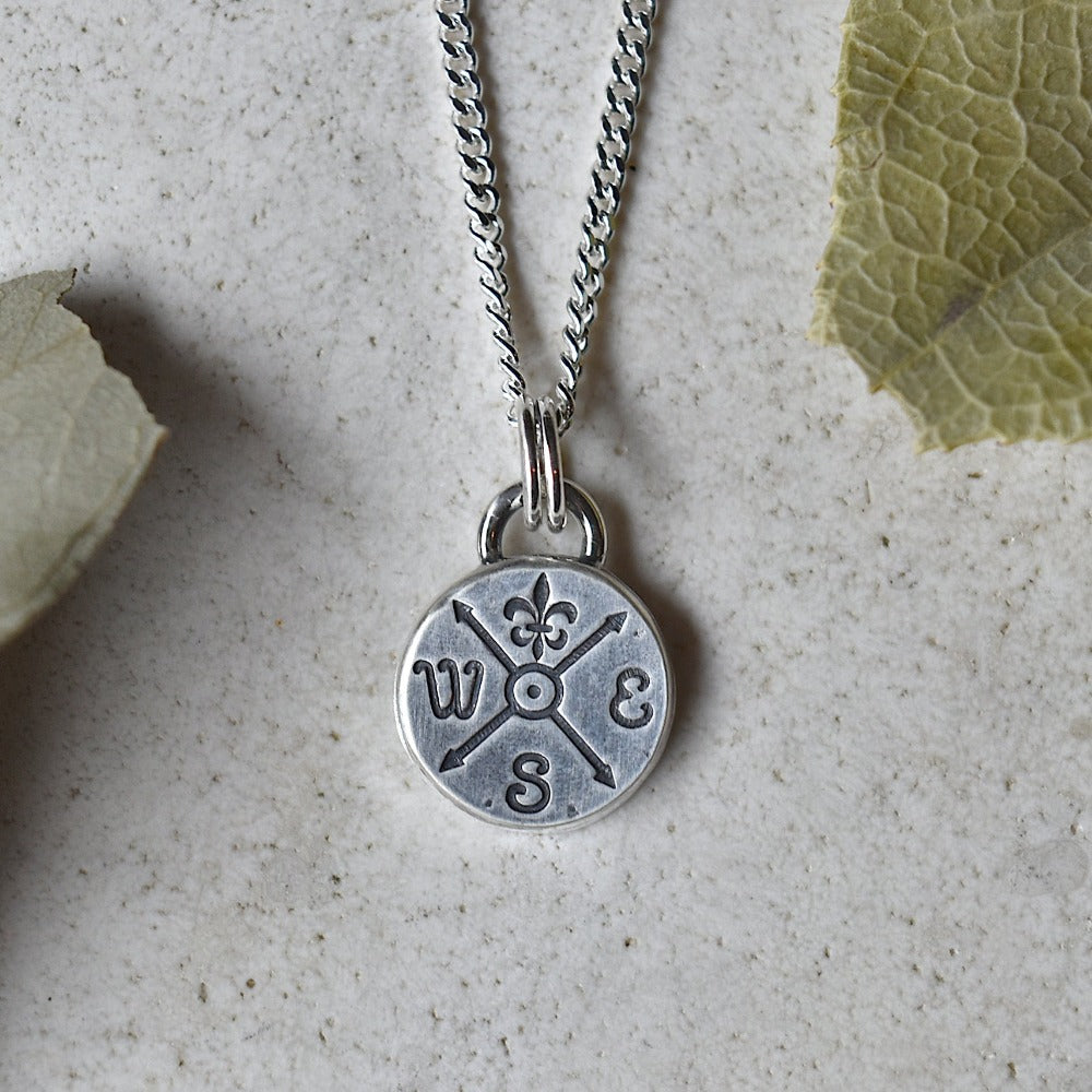 Tiny Compass Silver Necklace | Magpie Jewellery