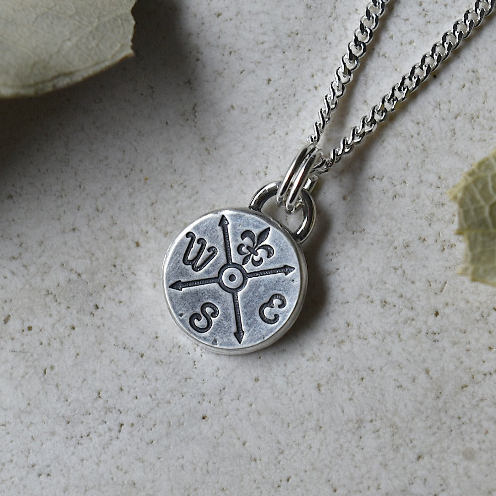 Tiny Compass Silver Necklace | Magpie Jewellery