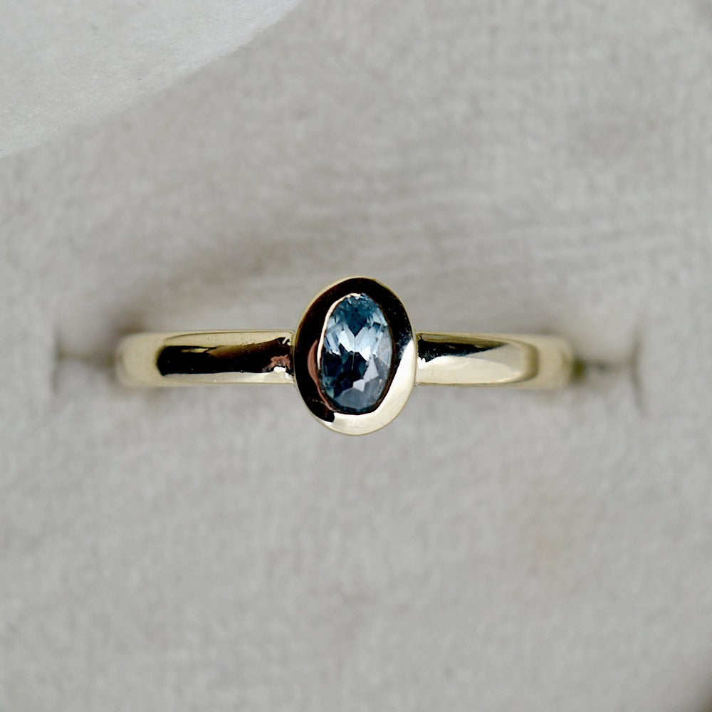 Bezel Set Blue Zircon Ring