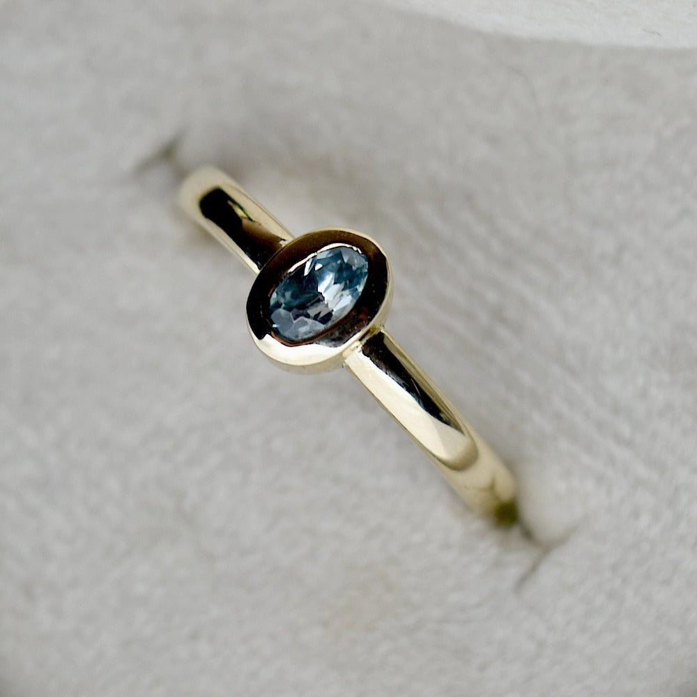 Bezel Set Blue Zircon Ring