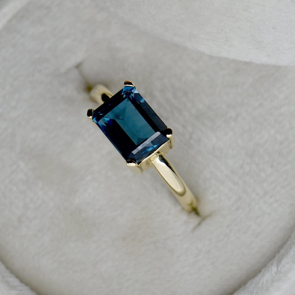 Emerald Cut London Blue Topaz Ring