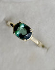 Horizontal Set Oval Green Tourmaline Ring